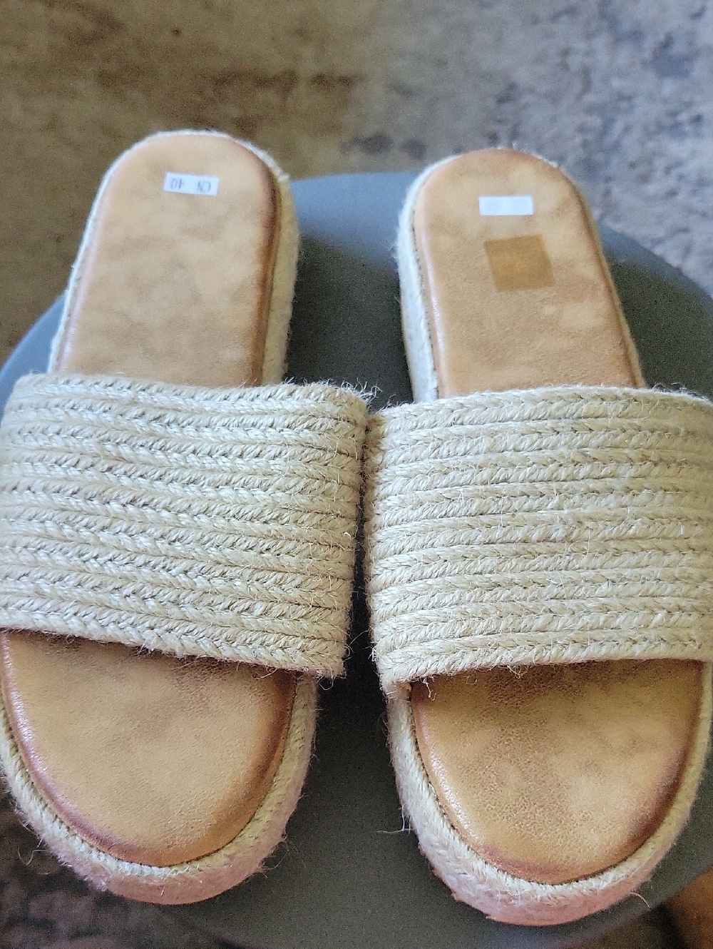 Neutral Rope-Woven Slide Sandals - Women